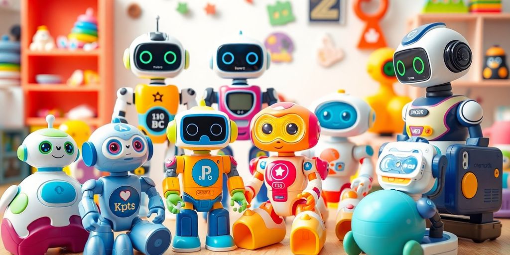 Colorful AI toys for kids with ADHD in a playful setting.