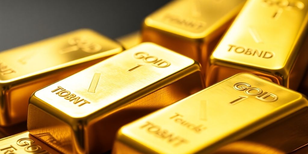 Lingots d'or brillants sur fond sombre.