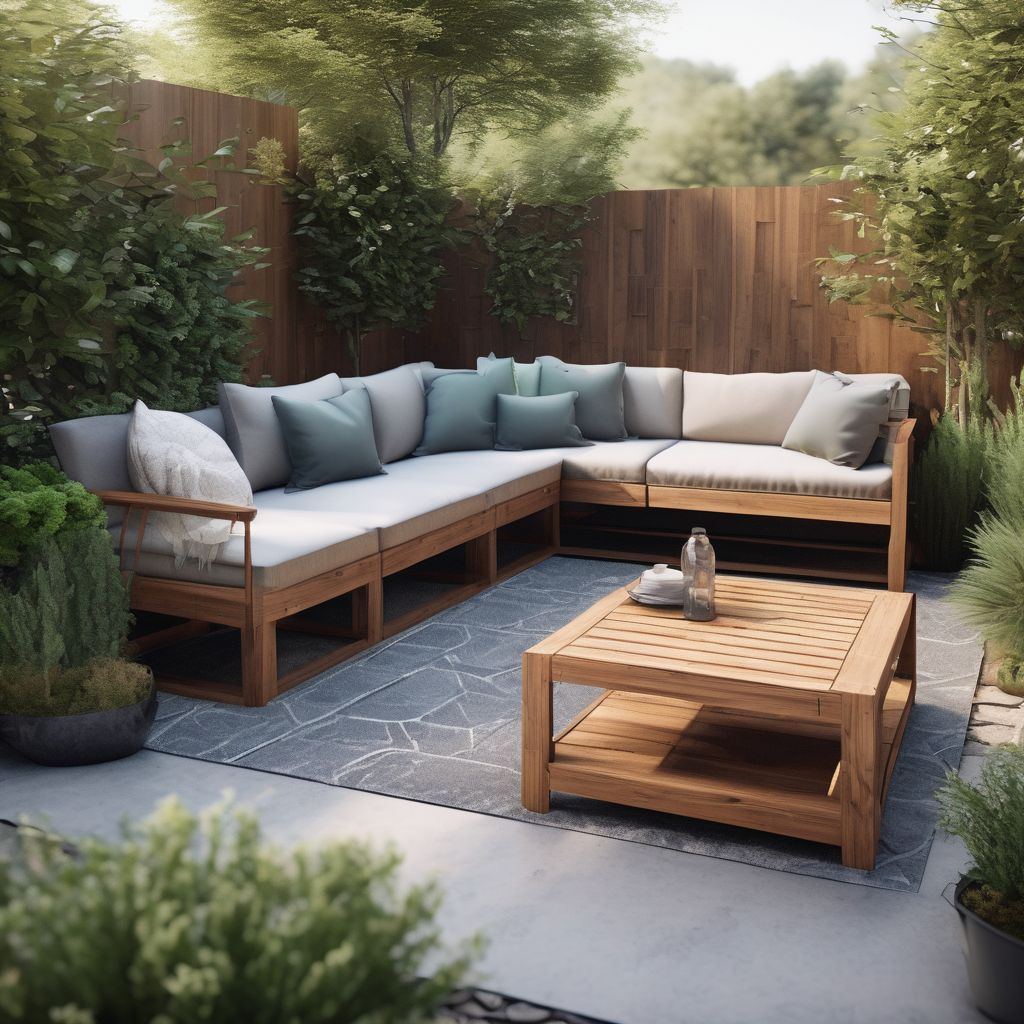 sustainable outdoor living space with eco-friendly furniture and innovative landscape design