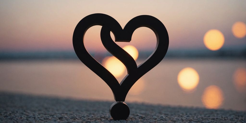 Two hearts with a question mark in the middle