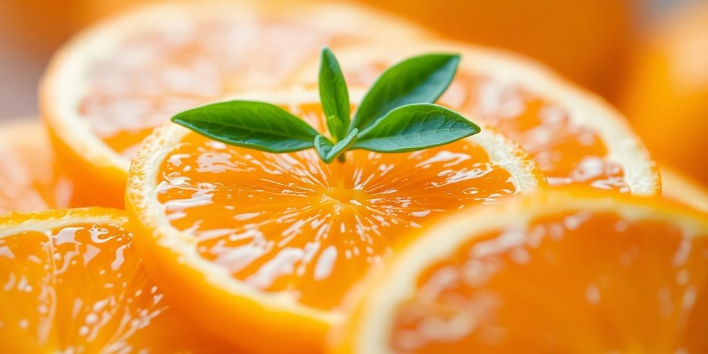 Fresh orange slices, vibrant.