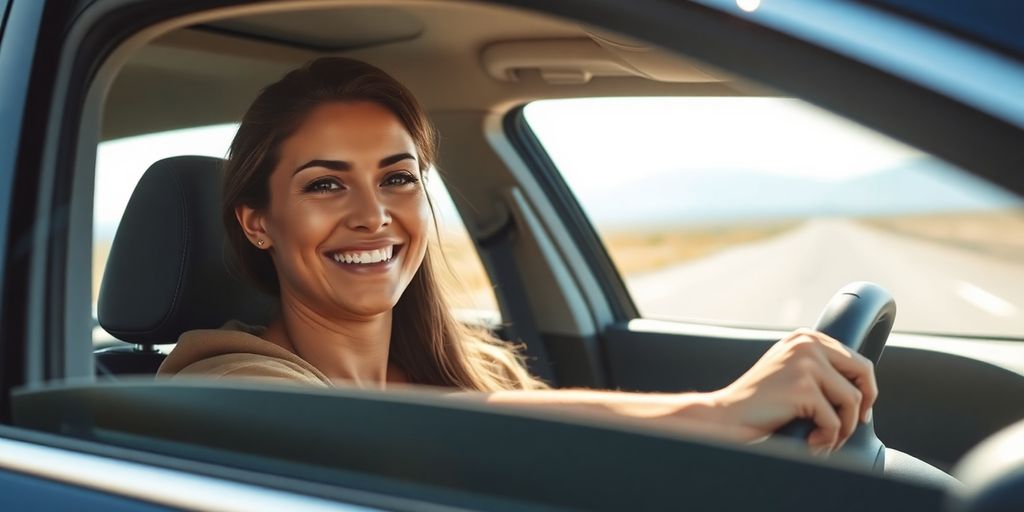 Driver enjoying a peaceful drive in a car.