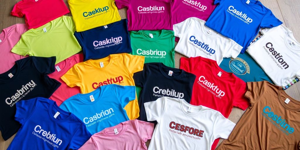 Colourful custom T-shirts for business promotion and events.