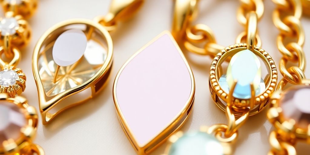Bijoux en or 18 carats et 24 carats en gros plan.