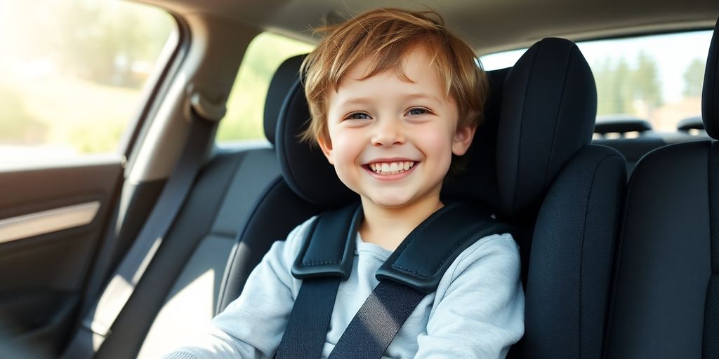 Child in car seat in rental car