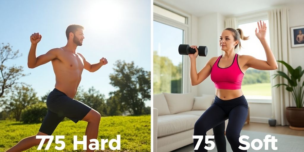 Two athletes representing 75 Hard and 75 Soft.
