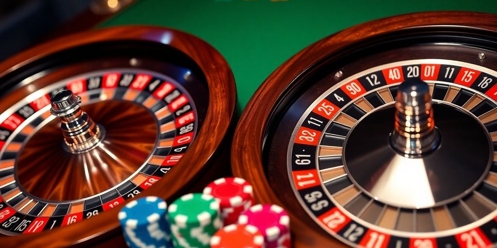 Roulette wheels and chips