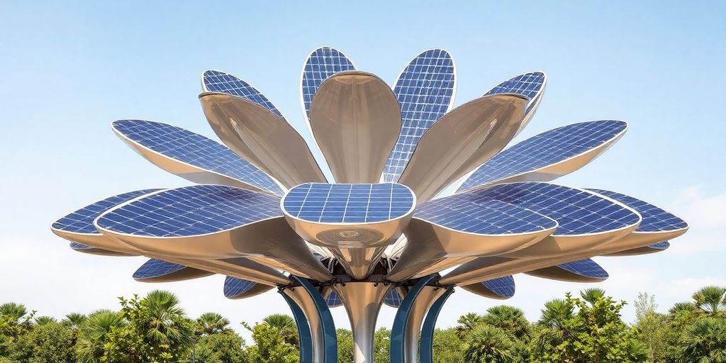 Un arbre solaire photovoltaïque moderne et élégant.