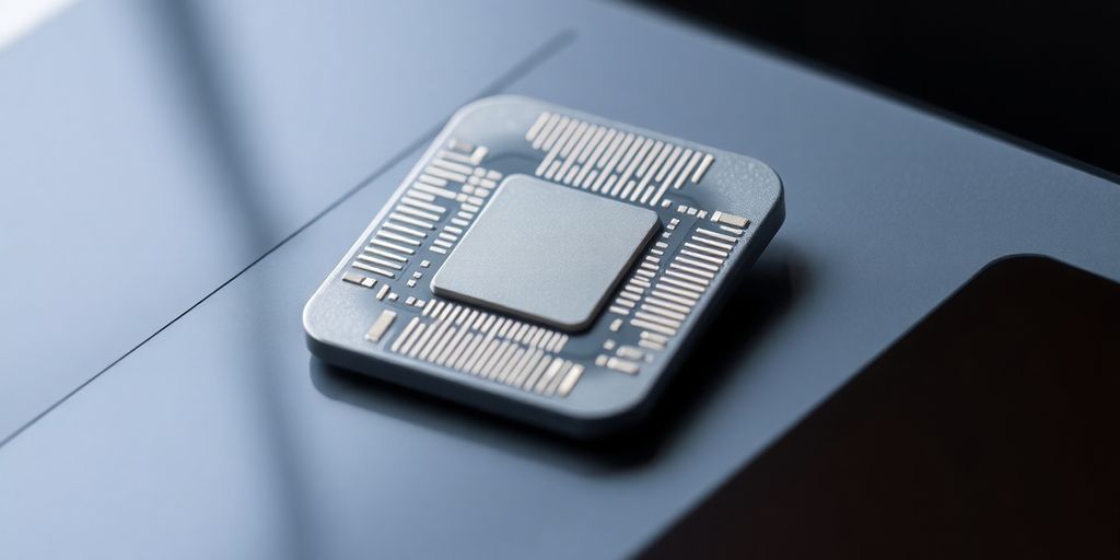 Imagem de um chip eSIM com fundo moderno.