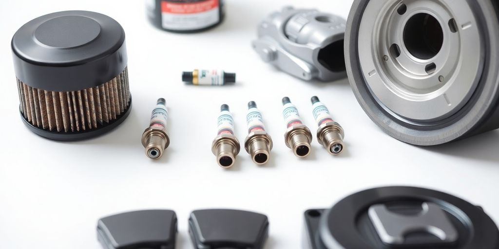 Honda car parts on a clean surface.