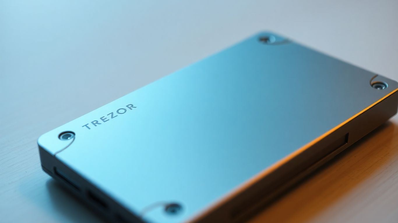 Metallic Trezor hardware crypto wallet