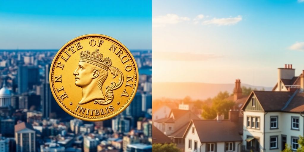 Pièce de Napoléon en or dans une grande et petite ville.