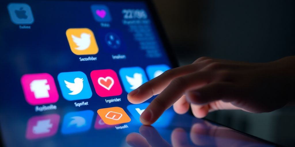 Person engaging with a vibrant social media feed.