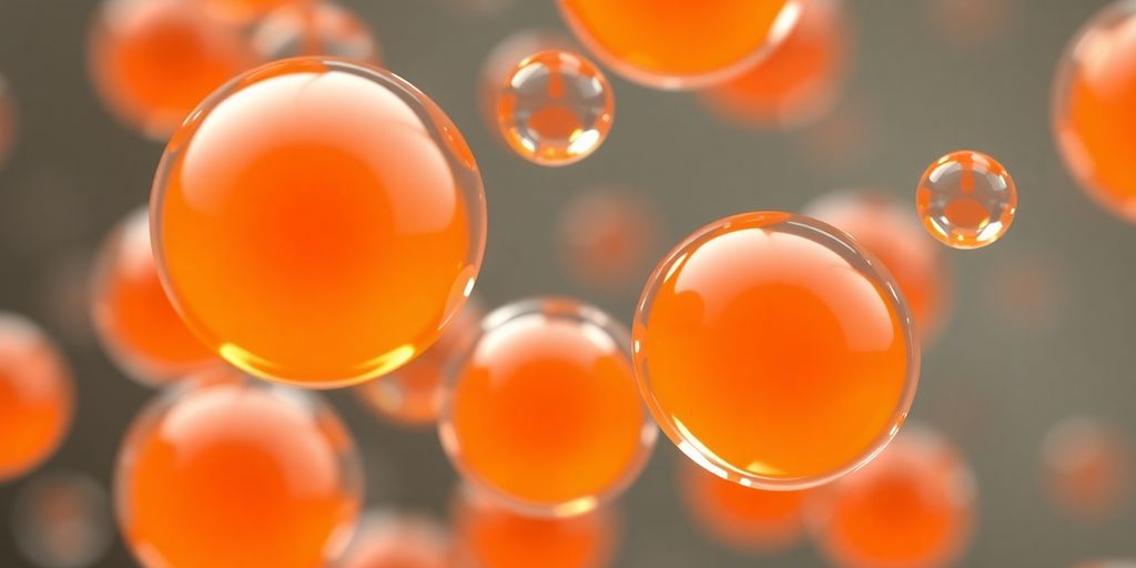 Bright orange liposomes carrying vitamin C.