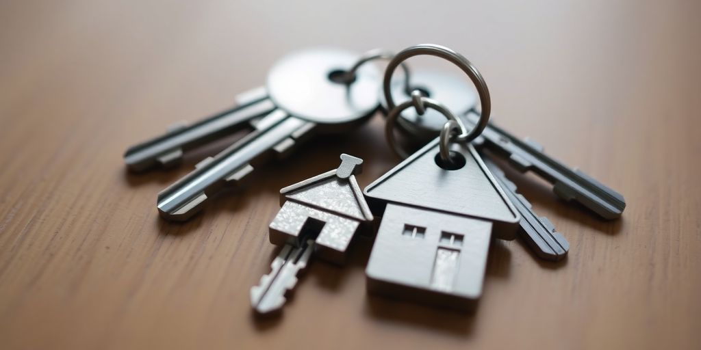 Keys on house-shaped keychain