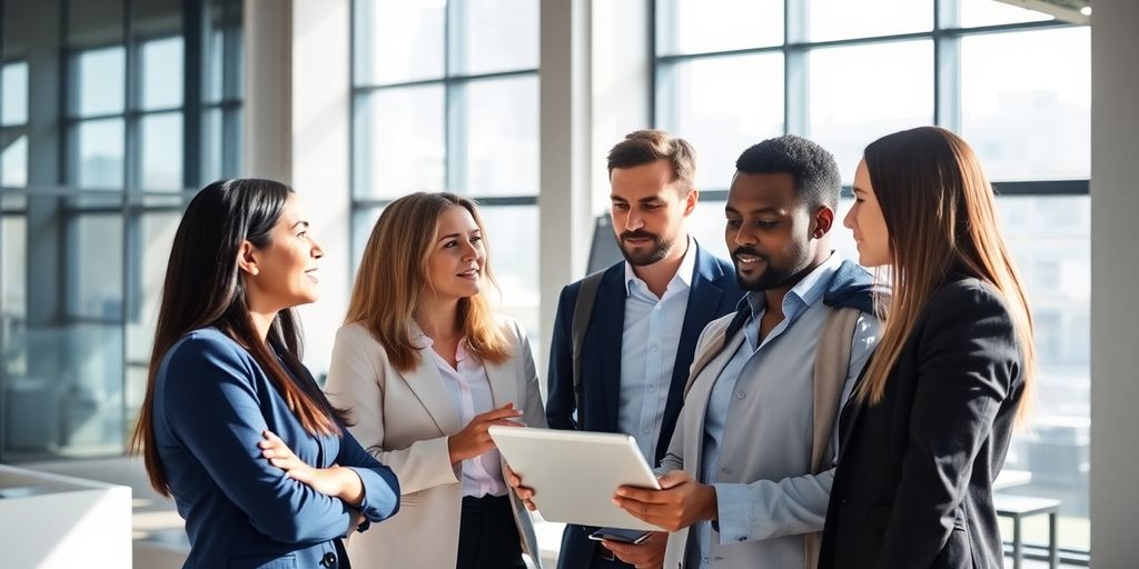 Business professionals in modern office