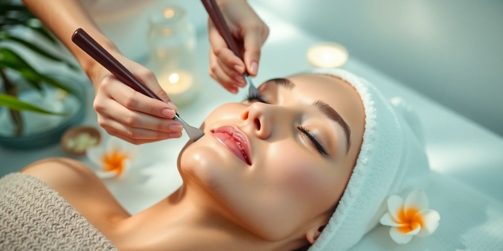 Gua Sha gezichtsmassage in een ontspannen setting.