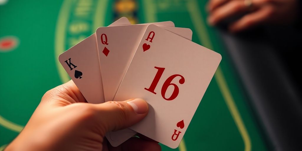 Blackjack cards, player's hand holding soft 17