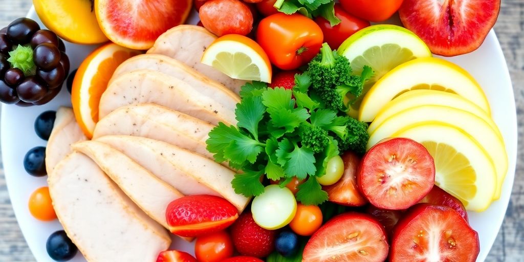 Healthy meal plan with fresh ingredients.