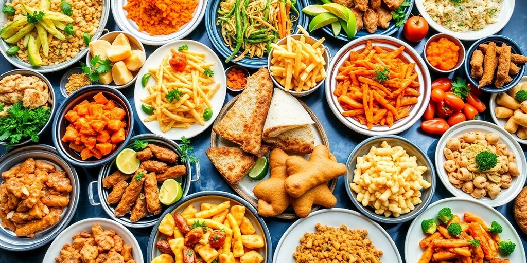 อาหารจัดเลี้ยงปี 2025 จานสวยงามหลากหลาย