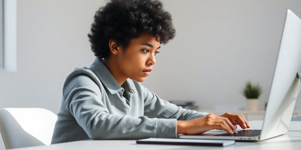 Person focused on work at a desk.