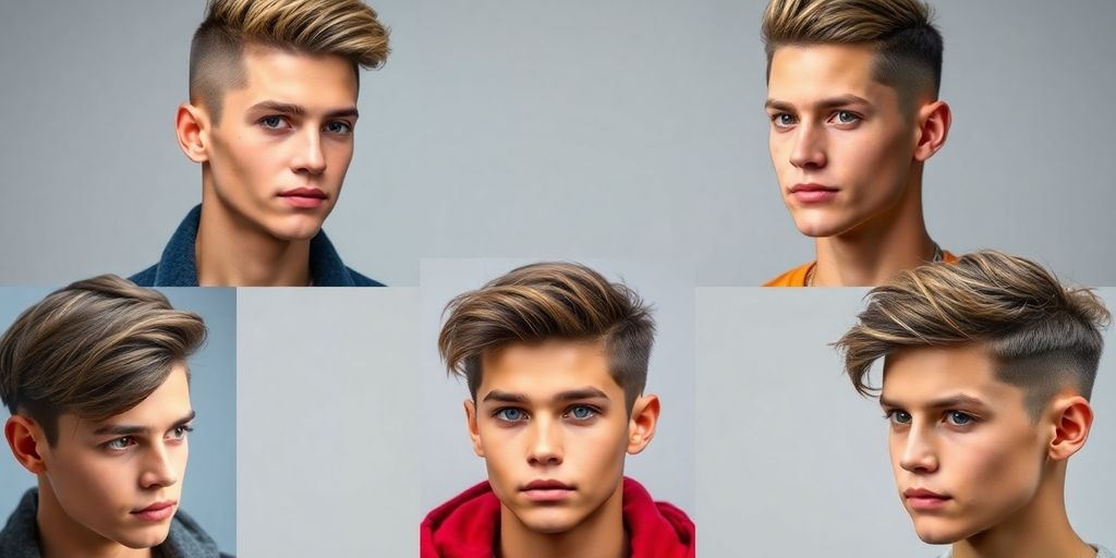 Mittellange Frisuren für coole Jungs in verschiedenen Stilen.