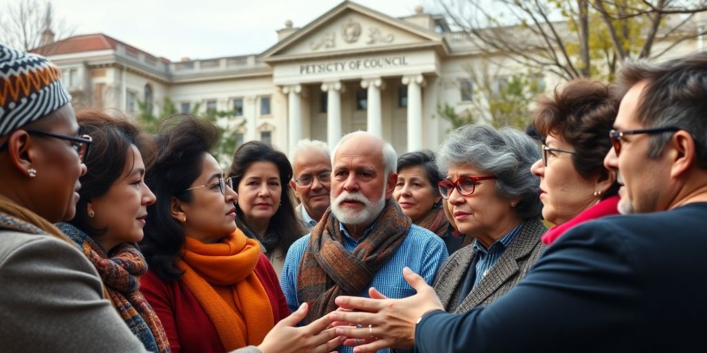 Groupe de personnes discutant de la réforme des pensions.