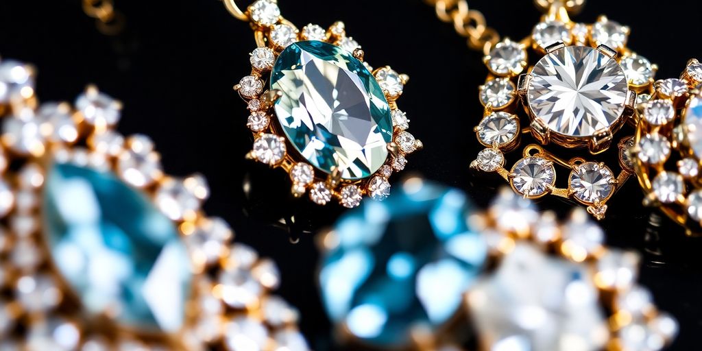 Bijoux élégants en gros plan avec des pierres précieuses.