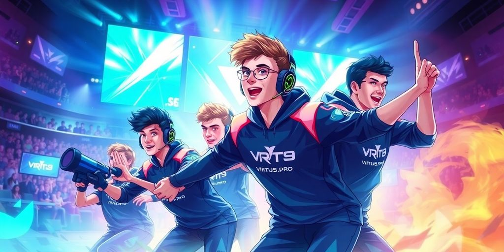 Virtus.pro esports players in intense competition.