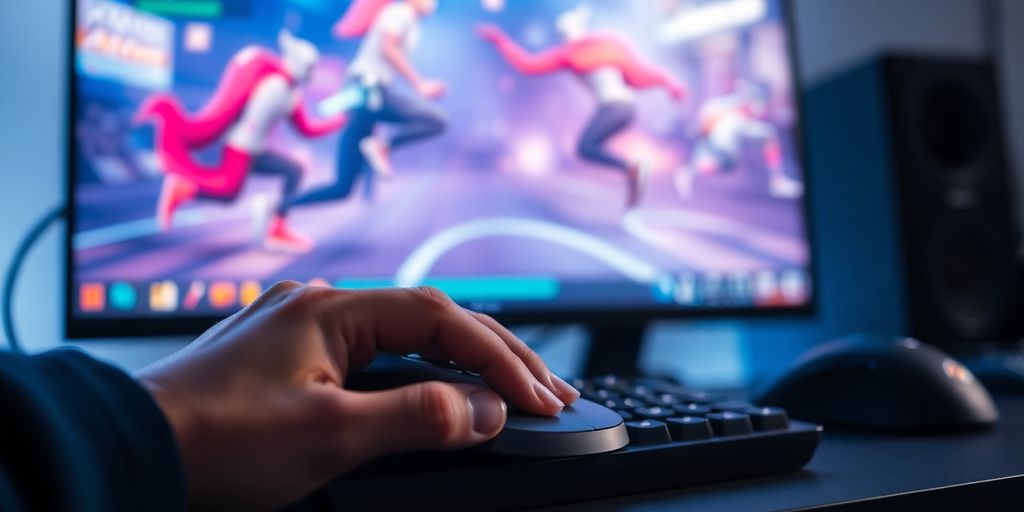 A person coaching esports on a computer.