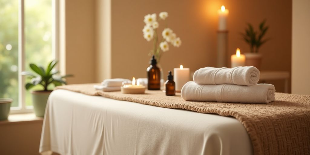 Masaj sahnesi, huzurlu bir spa ortamı.