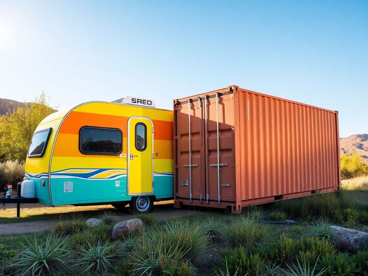 Rulotă, container, natură, libertate, peisaj