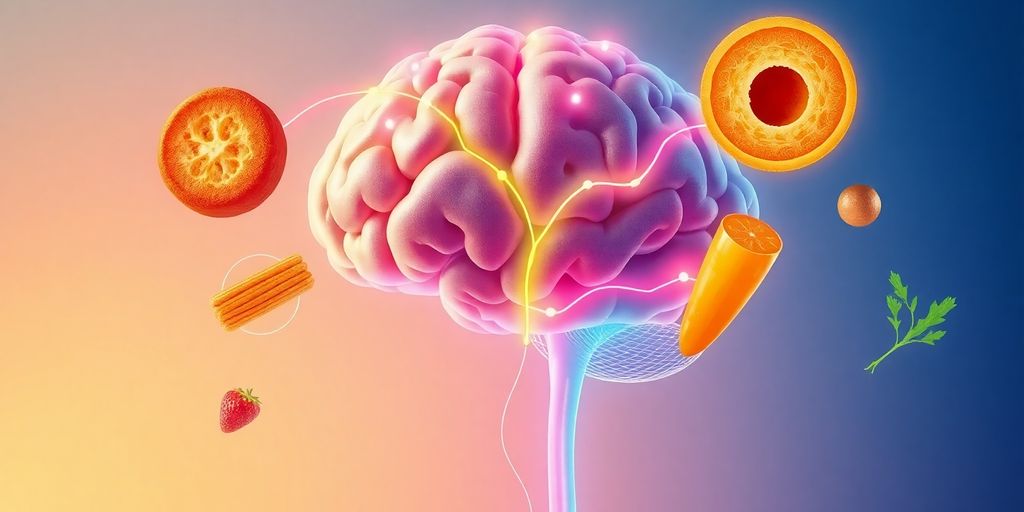 Brain with connecting lines to food.