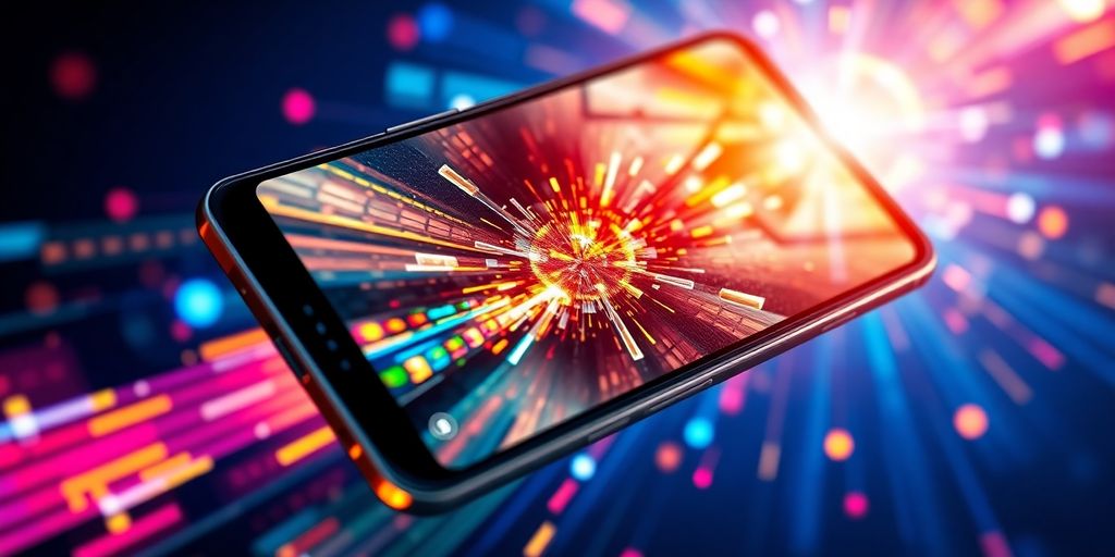 Honor smartphone displaying AI-generated video on its screen.