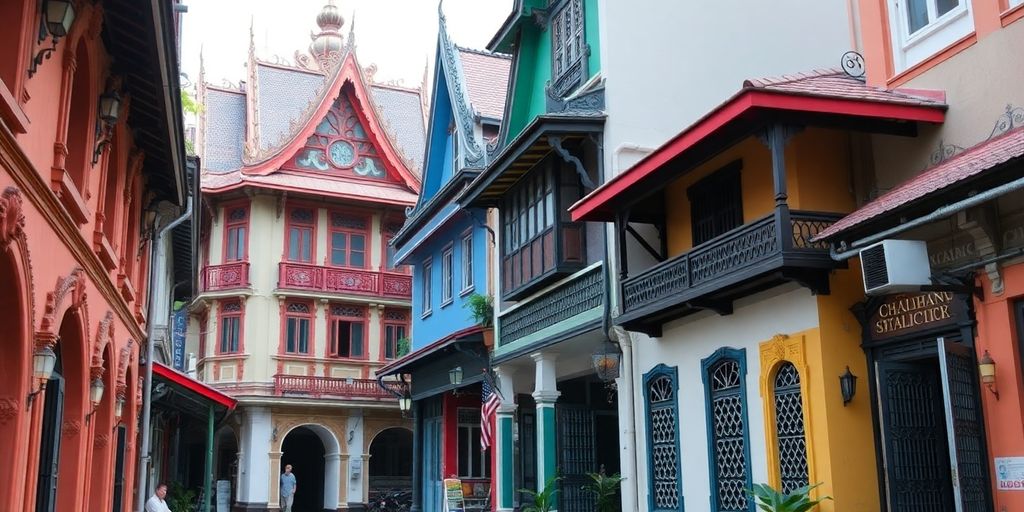Traditional buildings in Bangkok’s Old Town, Thailand.