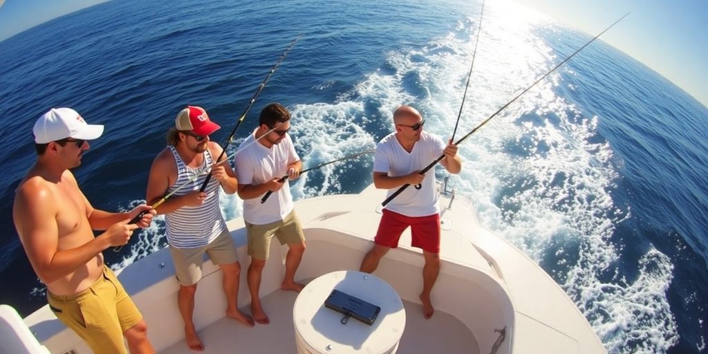Group fishing on a boat in Cabo.