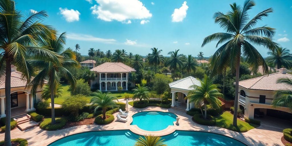 Luxurious homes in a Palm Beach gated community.