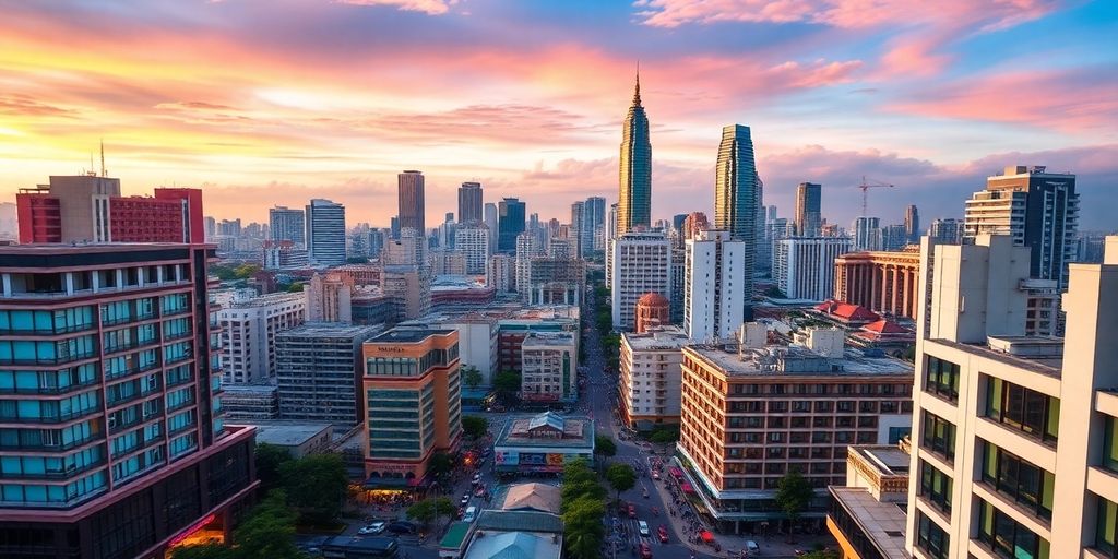 Bangkok skyline with diverse commercial properties and buildings.