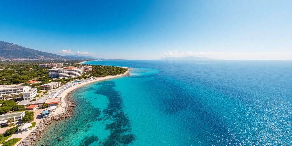 Aegean Pearl Sentido mit türkisblauem Wasser und Stränden.