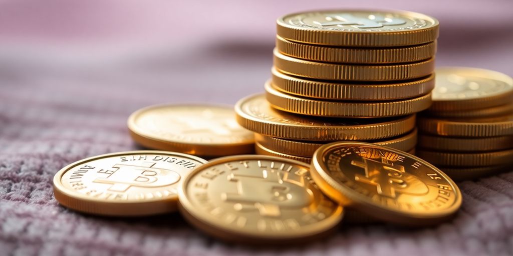 Pièces d'or brillantes sur un fond velouté.