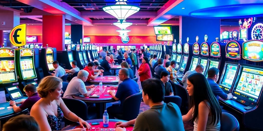Casino floor filled with players enjoying various games.