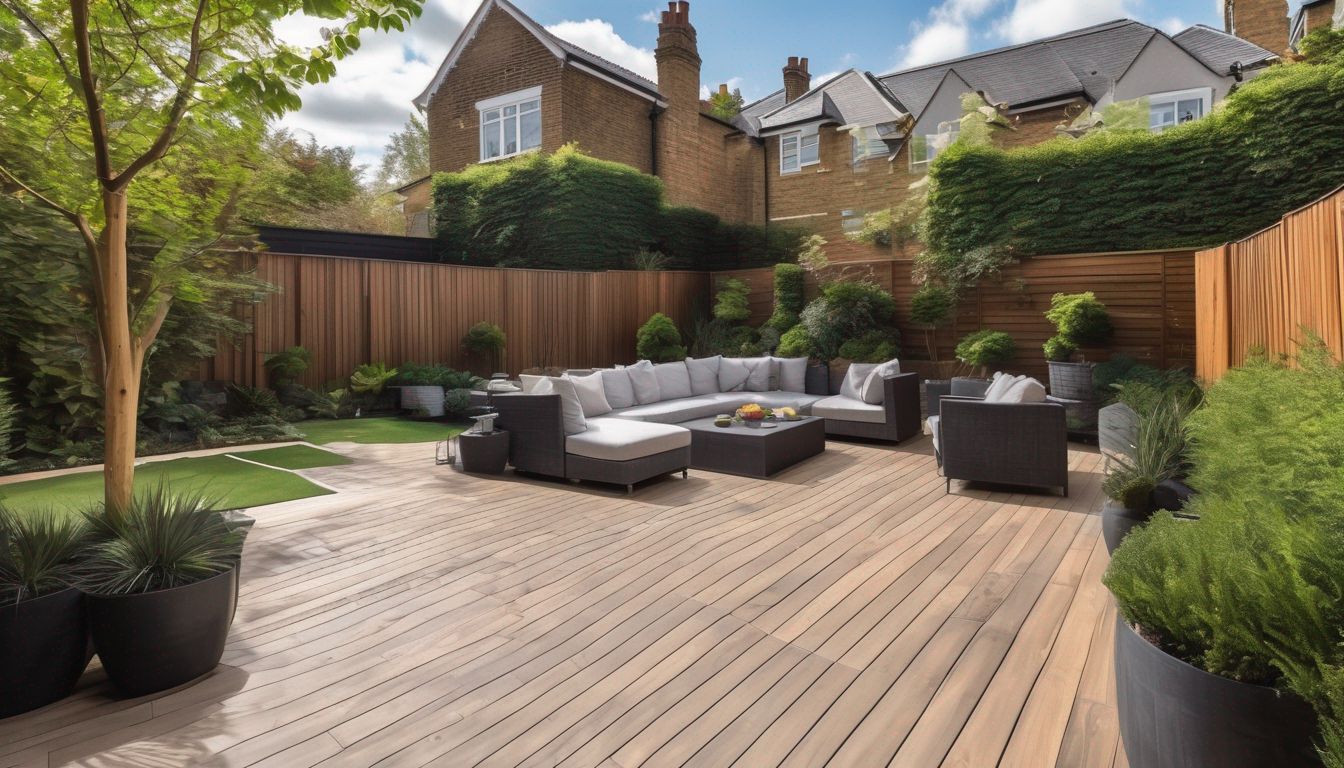 laying patio in London backyard