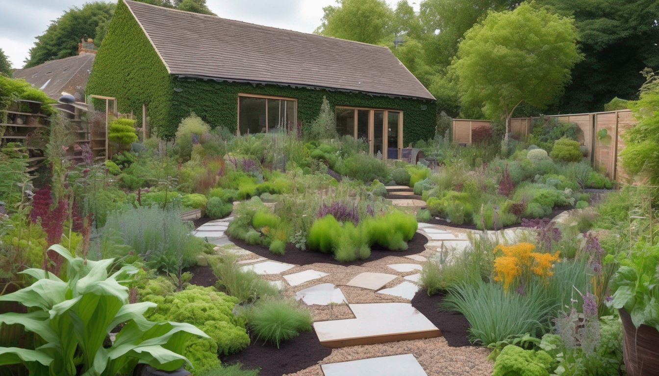 sustainable garden with edible plants in the UK